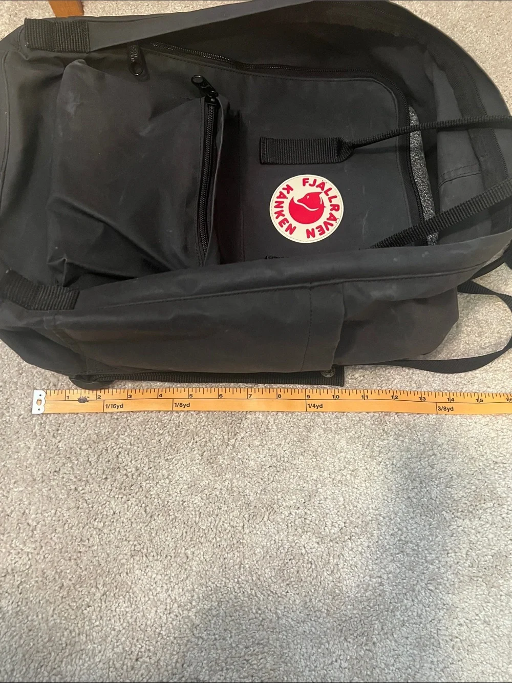 Fjallraven Kånken Black Backpack with Red Logo
